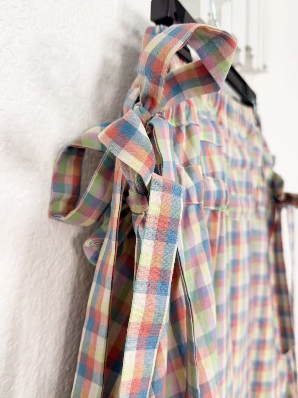 Arose Studio Pastel Plaid Tie Side Maxi Skirt Cottagecore Prairie Boho Size S - Picture 4 of 6